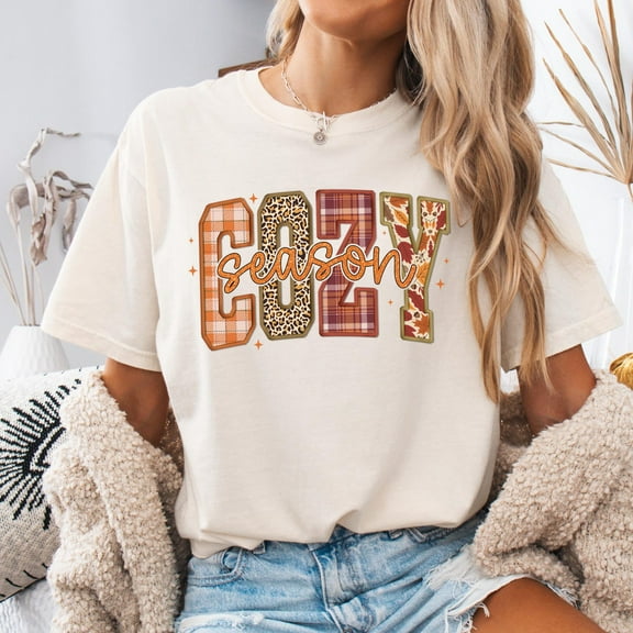 Velto Cozy Season T-Shirt: Retro Plaid Fall Tee All Size S-5XL