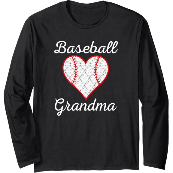 Velto Cute Baseball Grandma Heart Long Sleeve Swearshirt Full Size S-5XL