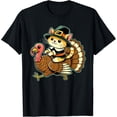 thumbnail image 1 of Velto Cute Cat Pilgrim Costume And Turkey Thanksgiving Retro T-Shirt All Size S-5XL, 1 of 5