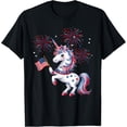 thumbnail image 1 of Velto Cute Patriotic Americorn Unicorn Fireworks Girls 4th of July T-Shirt All Size S-5XL, 1 of 5