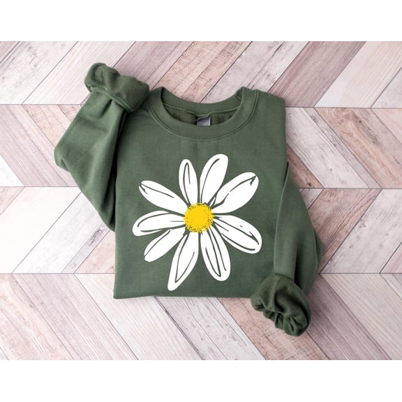 Velto Daisy Sweatshirt, Floral Sweatshirt, Gift For Sister, Daisy Women Sweatshirt, Flower Sweatshirt, Gift For Her, Wildflower Sweatshirt All Size S-3XL