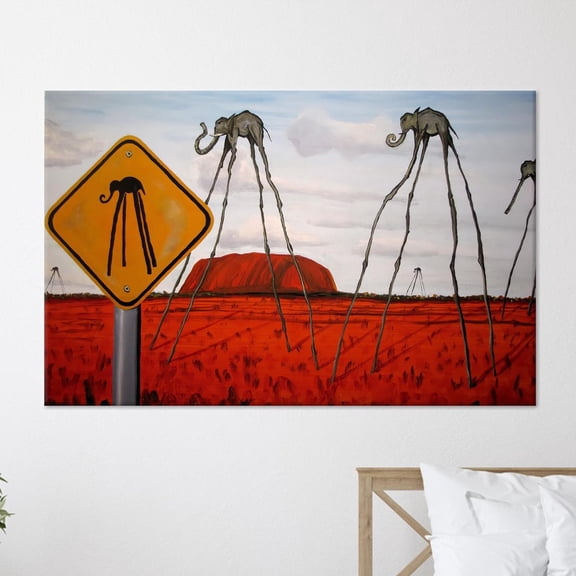 Velto Dali Elephants Canvas, Surreal Artwork, Elephants, Famous Canvas, Contemporary Art Decor Canvas, 12x16 0.75-Inch Pine Wood Frame