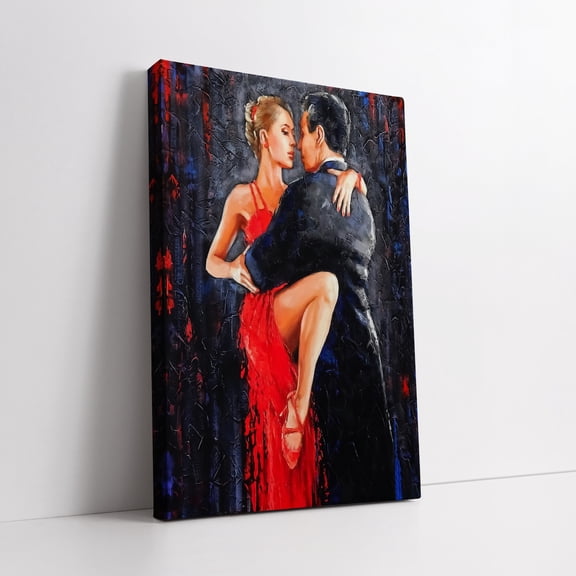 Velto Dance Of Love And Passion: Romantic Tango Canvas Art, Couples Red Dress Wall Decor, Perfect Valentine'S Day Gift Canvas, 8x10 UNFRAMED