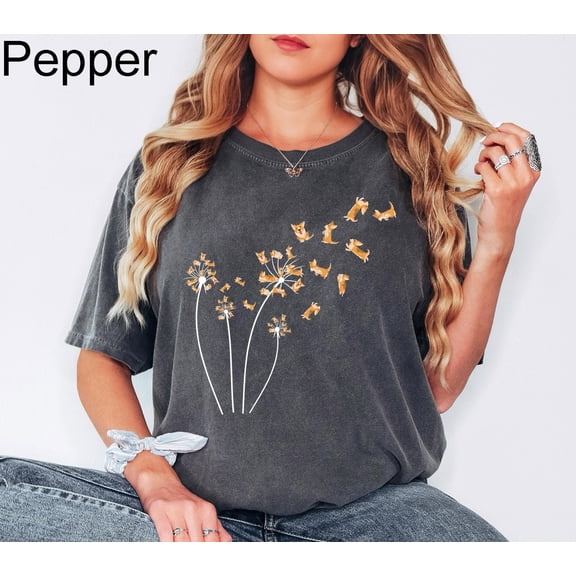 Velto Dandelion Corgi Flower T-shirt,Cute Dog Lovers Gift Shirt,Gift For Dog Mom, Dog Shirt,Dog Owner Shirt,Pet Owners Gifts All Size S-5XL
