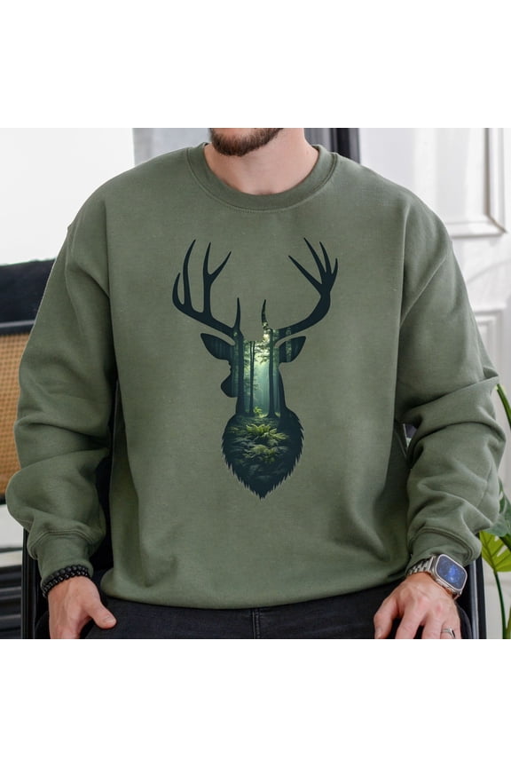 Deer Hunter Gift, Hunting Season, Deer Silhouette Outdoorsmen Men Sweatshirt All Size S-5XL