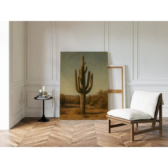 Velto Desert Cactus Canvas Wall Art – Vintage Of Saguaro In Southwest Landscape For Rustic Western Home Decor Canvas, 8x10 0.75-Inch Pine Wood Frame