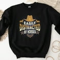 thumbnail image 1 of Velto Distracted by Horses Sweatshirt Country Western Farm Barn Girl Long Sleeve All Size S-5XL, 1 of 5