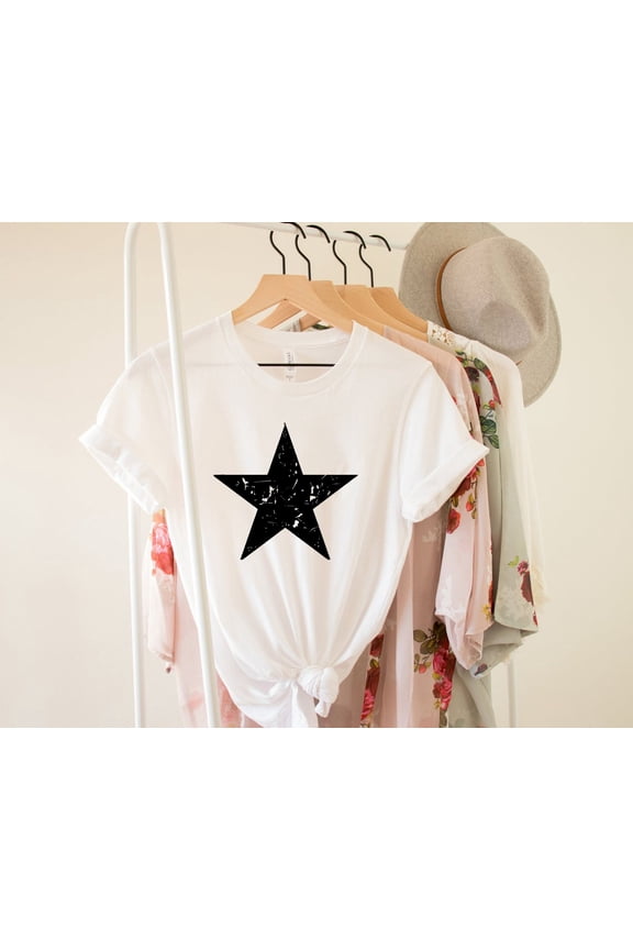 Distressed Star Shirt, White Star Shirt, Star Shirt, Big Star T-shirt, Chaos Star Shirt Women, Men's Star T-shirt, 4th Of July Shirts All Size S-5XL