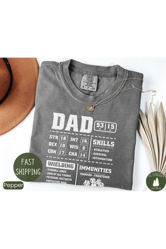 Dnd Dad Dungeon Master Fathers Day Nerdy RPG Gift T-Shirt Graphic, Full Size S-5XL
