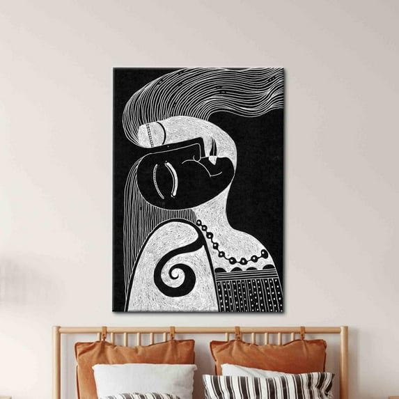 Velto Drawing Of A Woman Asleep, Contemporary Artwork, Minimal Art Canvas, Abstract Woman Canvas Art, Modern Wall Decor, Woman Drawing, 12x16 UNFRAMED