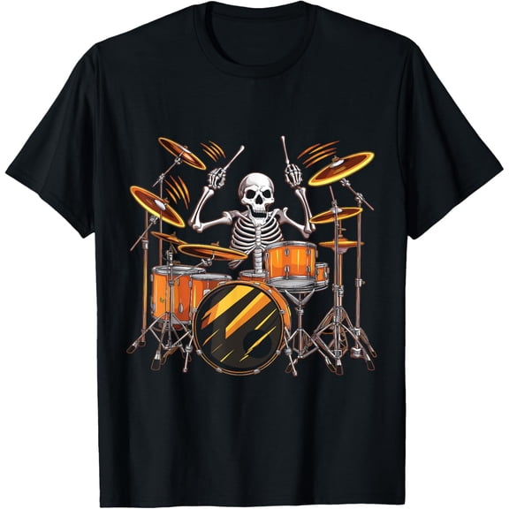 Velto Drummer Skeleton Men Boys Drum Set Drummer Music T-Shirt All Size S-5XL