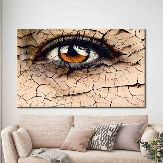 Velto Dry Eye Eye Artwork, Modern Art Canvas, Brown Eye Art, Waterless Abstract Eye Art, Abstract Artwork, Luxury Canvas, 16x24 UNFRAMED