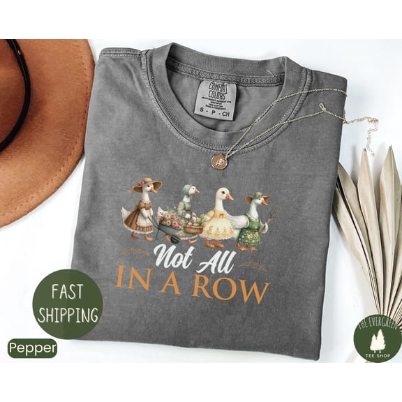 Velto Ducks Not in a Row T-shirt, Vintage Animal Graphic Apparel, Cottagecore Homesteading Outfit, Fun Gift Clothing for Moms, Full Size S-5XL
