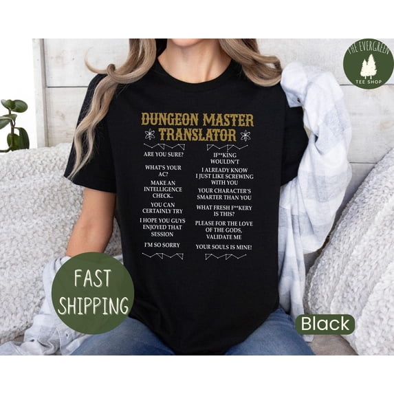 Velto Dungeon Master Translator RPG Tabletop Role Playing Fantasy T-Shirt Graphic Fullsize S-5XL Shirt