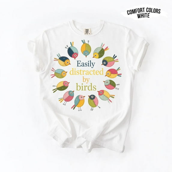Velto Easily Distracted By Birds T-Shirt: Bird Watcher Gift All Size S-5XL