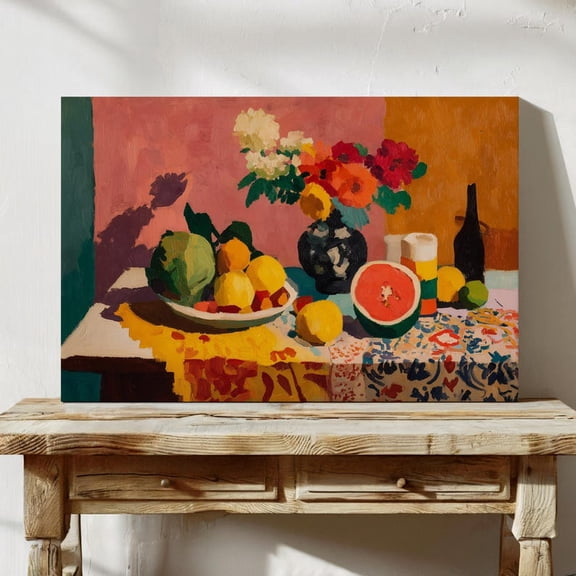 Velto Eclectic Kitchen Canvas, Vibrant Interior Still Life Wall Art, Bold Dining Room Decor, SIZE 8x10 INCLUDE Pine Wood Frame 1.25-Inch