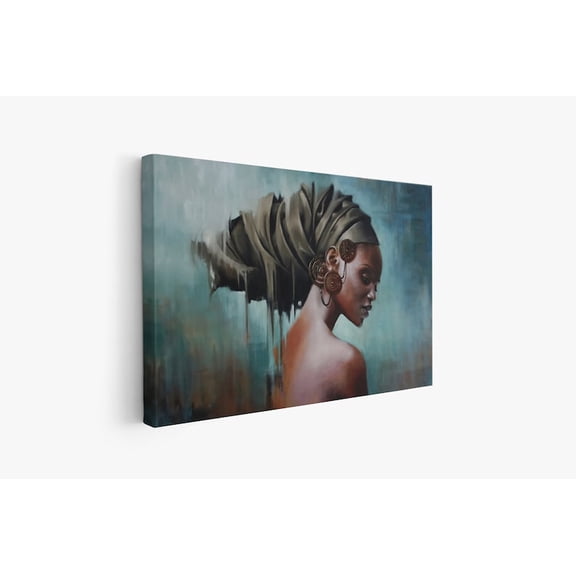 Velto Elegant African Woman Canvas, Ethnic Beauty Art, Modern Portrait Decor, African Culture Gift, Contemporary Woman Canvas Canvas, 16x24 UNFRAMED