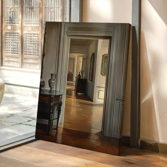 Velto Elegant Corridor with Vintage Furniture and Classic Mirrors, Refined Design, SIZE 16x24 INCLUDE Pine Wood Frame 1.25-Inch
