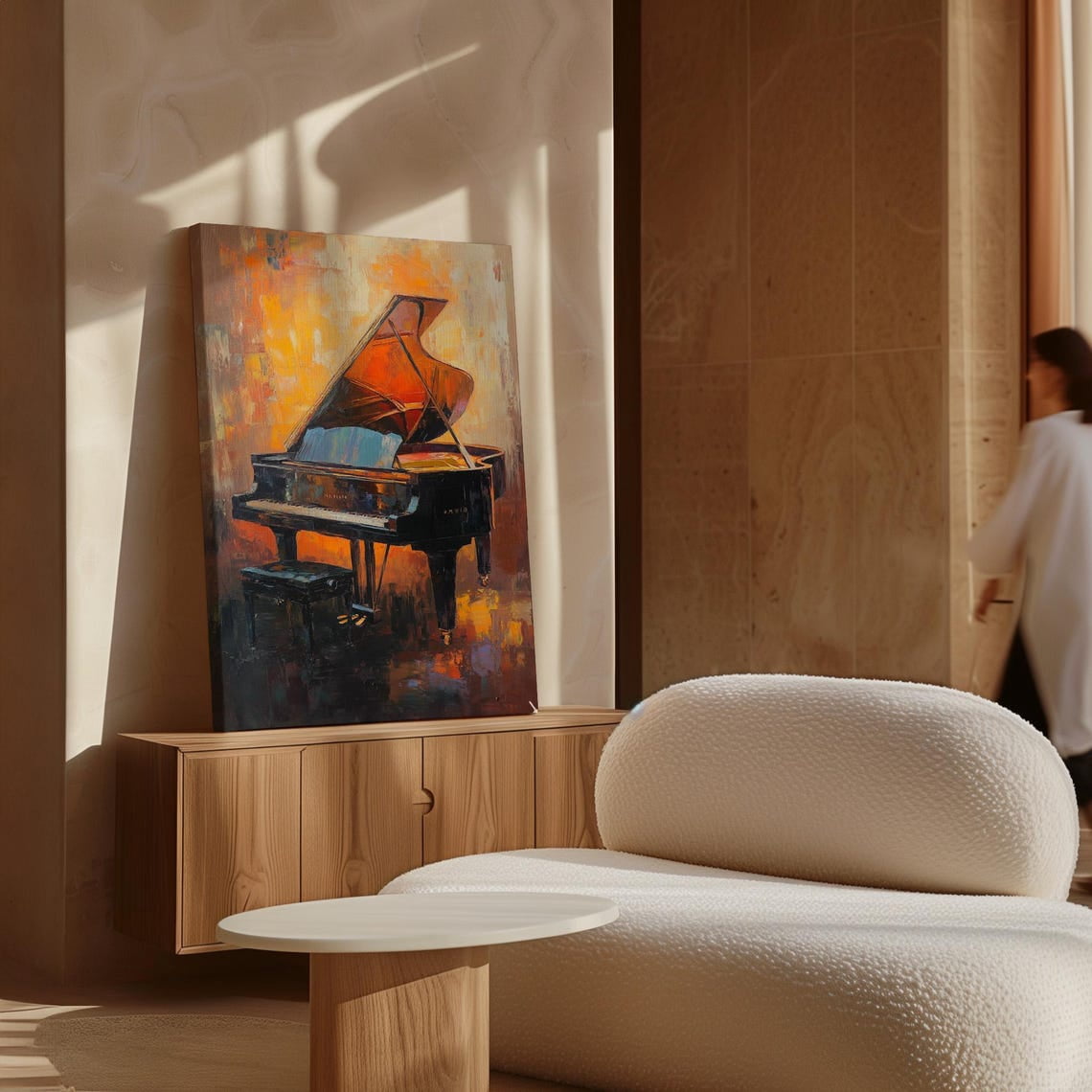 Simple Studio Instruments Velto Elegant Grand Piano Bold Abstract Brush Strokes Warm Tones Music ...