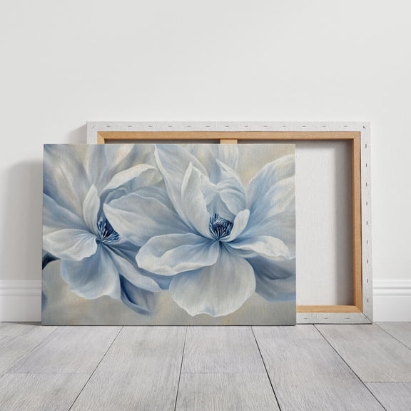 Velto Elegant White Magnolia Canvas Art - Minimalist Floral Wall Decor for Modern Home, SIZE 16x24 INCLUDE Pine Wood Frame 1.25-Inch