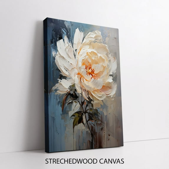 Velto Elegant White Peony Canvas - Chic Floral Wall Decor For Home Aesthetics, Perfect Housewarming Gift Canvas, 12x18 UNFRAMED