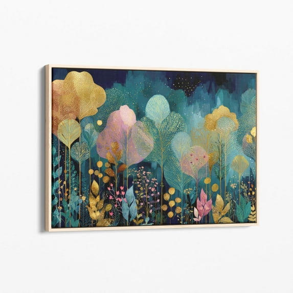Velto Enchanted Magical Forest Gustav Klimt Style Canvas Print | Luxury Wall Art For Autumnal Home Decor | Coquette Decor | Emf2 Canvas, 16x24 UNFRAMED