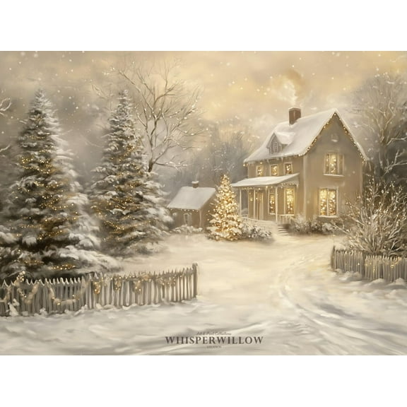 Velto Enchanted Winter Cottage Wonderland, Festive Holiday, Snowy Art, Magical Holiday Landscape Wall Decor Canvas, 12x18 UNFRAMED