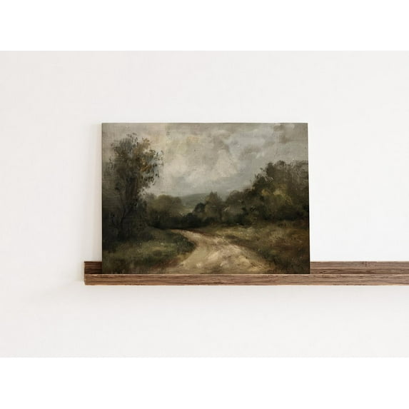 Velto English Country Road Canvas Wall Art Moody Vintage Style Rustic Inspired Decorative Artwork, SIZE 8x10 INCLUDE Pine Wood Frame 1.25-Inch