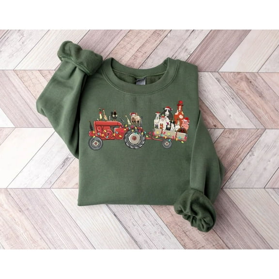 Velto Farm Animals holiday Sweatshirt, Cute Tractor Holiday Shirt, Farmhouse Shirt All Size S-5XL