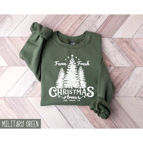 Velto Farm Fresh Happy Holiday Trees Sweatshirt, Pine Spruce Fir, Happy Holiday Sweater, Holiday Sweater, Womens Holiday Sweatshirt, Winter Sweatshirt All Size S-3XL