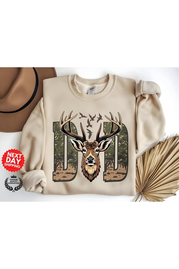 Father's Day Hunter Dad Tshirt,Hunter Deer Dad Camouflage Sweatshirt,Dad Birthday Gift For Dad Husband Gift Men's Fatherhood Tee