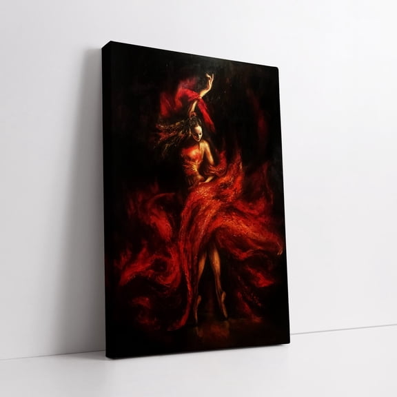 Velto Fiery Flamenco Canvas Art - Passion In Red Flamenco Dancer Print For Romantic Wall Decor, Ideal Valentine'S Day Gift Canvas, 8x10 UNFRAMED