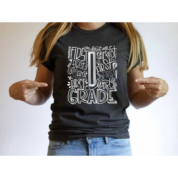 Velto First Grade Teacher Graphic Tshirt Back To School Classroom Outfit Elementary Education Gift Apparel Fullsize S-5XL Shirt