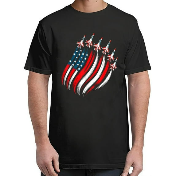 Velto Flag Fighter Jets Mens 4th Of July Gift T-Shirt for Men & Women All Size S-5XL