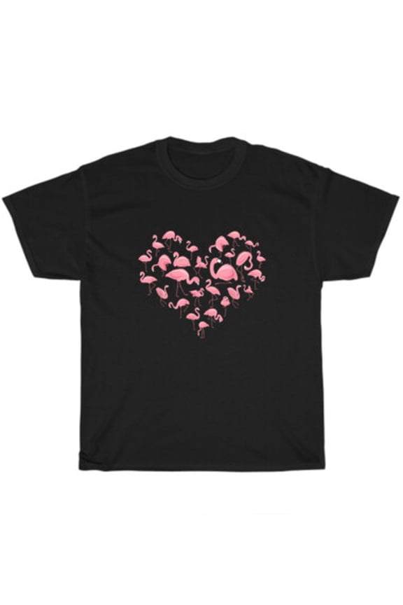 Flamingo Hearts Pink Flamingo Bird Animal Lover T-Shirt Unisex Tee Gift All Size S-5XL