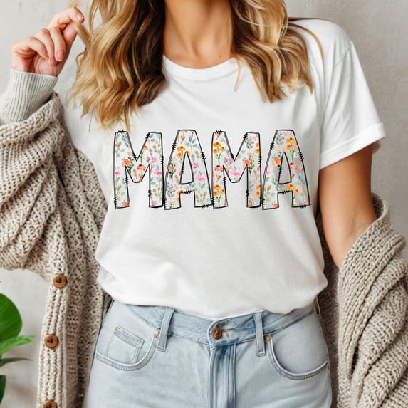 Velto Floral Mama Shirt, Mama , Retro Mom Tshirt, Mother's Day Gift, Flower Shirts for Women, Floral New Mom Gift, Gift For Mama All Size S-5XL