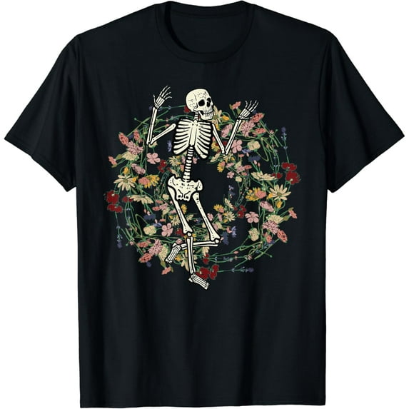 Velto Floral Skeleton Goth Costume Men Women T-Shirt All Size S-5XL