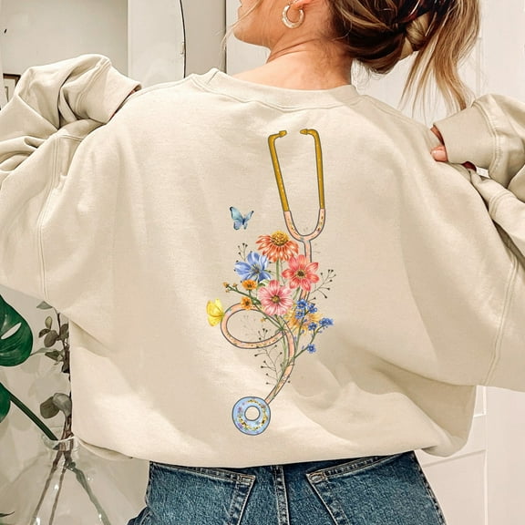 Velto Floral Stethoscope , Doctor or Nurse T-shirts, Women's Nursing School , Floral Nurse Shirt, Nurse Graduation Gift, Gift RNFull Size S-3XL