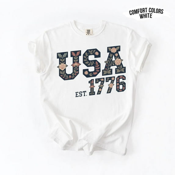 Velto Floral USA Shirt: Patriotic 4th of July Tee All Size S-5XL