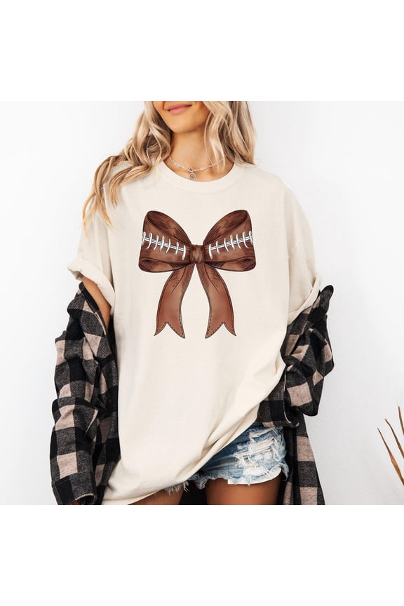 Football Coquette Graphic T-Shirt Girly Sports Game Day Touchdown Party Style, Full Size S-5XL