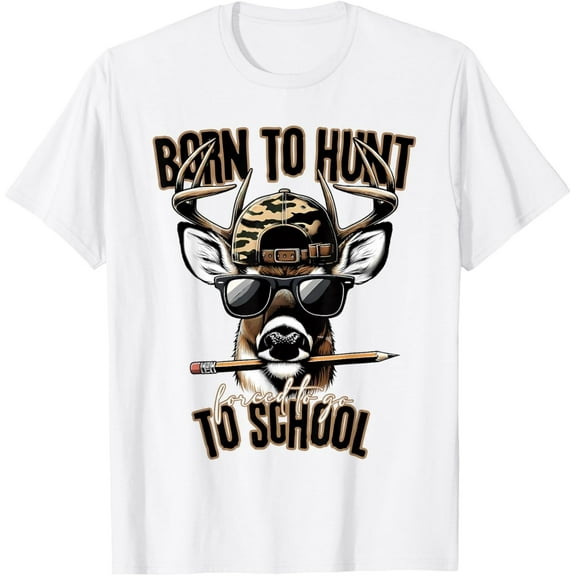 Velto Forced to Go to School Deer Hunting Boy Camo T-Shirt All Size S-5XL