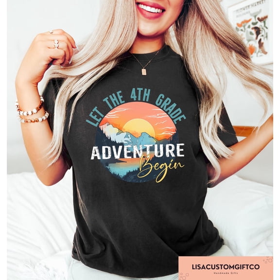 Velto Fourth Grade Adventure T-shirt, Back to School Graphic Apparel, Teacher Classroom Outfit, Fun Gift Clothing for Students, Full Size S-5XL