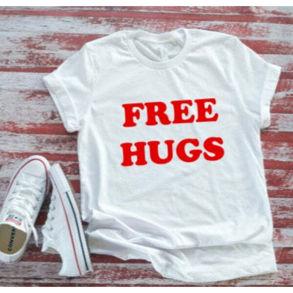 Velto Free Hugs, Unisex White Short Sleeve T-shirt All Size S-5XL