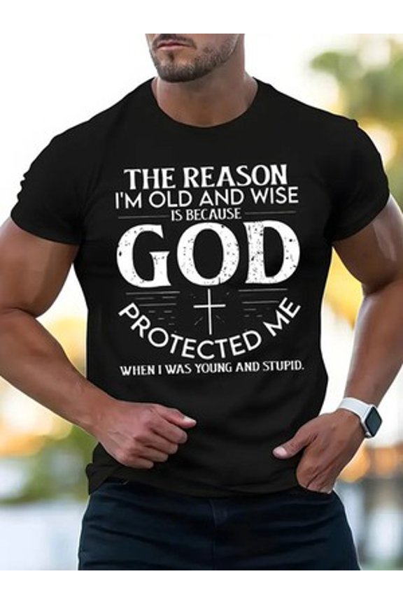 GOD" Letters, Patterns, Printed Men'S T-Shirts, Men'S Novel Pattern Design T-Shi All Size S-5XL