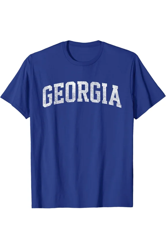 Georgia GA Vintage Athletic Sports Design Red Text T-Shirt All Size S-5XL