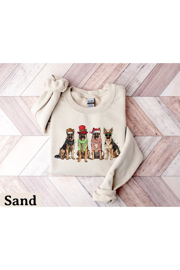 German Shepherd Sweatshirt, Dog Lover Gift, Holiday Sweaters, Happy Holiday German Shepherd Shirt, Happy Holiday Crewneck, Dog Mom Shirt, Xmas Shirt All Size S-3XL