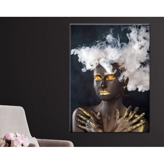 Velto Girl Canvas, African Art, Gold Lip Wall Decor, Black Woman Canvas, Gold Make Up Canvas, Gold Canvas, African Girl Wall Decor Canvas, 8x10 UNFRAMED