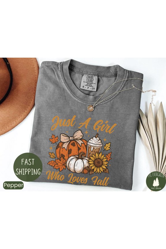 Girl Who Loves Fall T-shirt, Autumn Pumpkin Graphic Apparel, Hello Pumpkin Inspired Outfit, Seasonal Fall Vibes Clothing Fullsize S-5XL Shirt