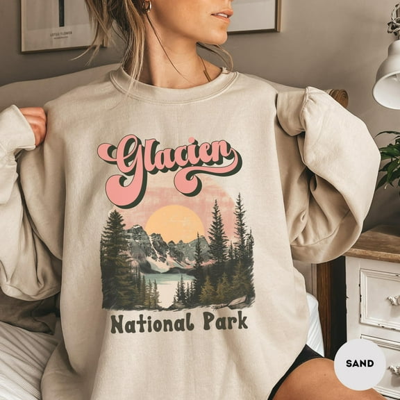 Velto Glacier National Park Montana Vacation Travel Adventure Graphic Sweatshirt Full size S-5XL