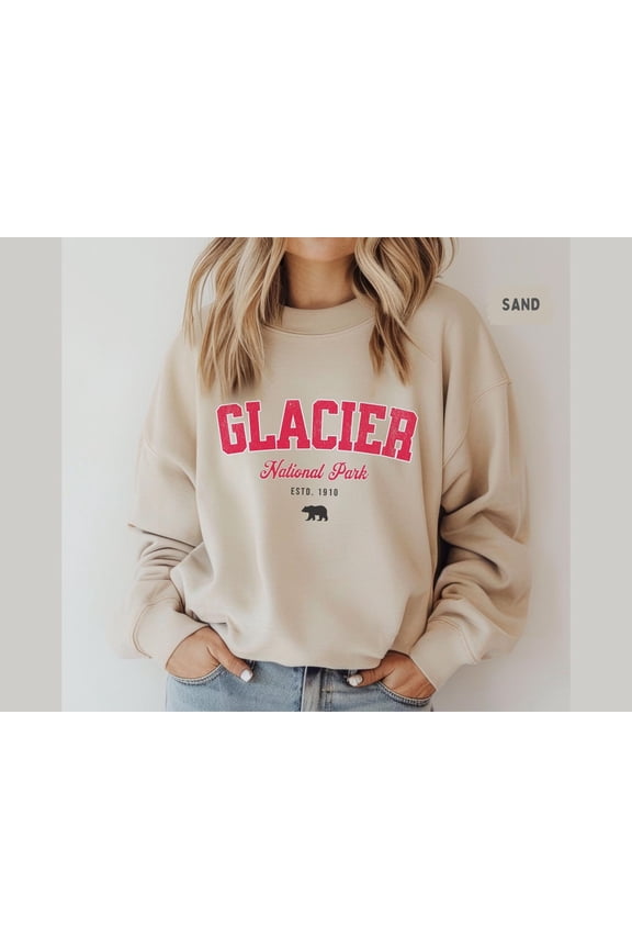 Glacier National Park Sweatshirt, Montana Sweater Retro Montana National Park gift Glacier Sweat Hikinggift Glacier National Park Souvenir All Size S-3XL